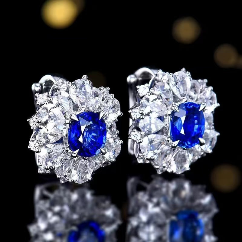 Heavenly Blue – 18K Gold Stud Earrings with 2.31ct Sri Lanka Sapphire