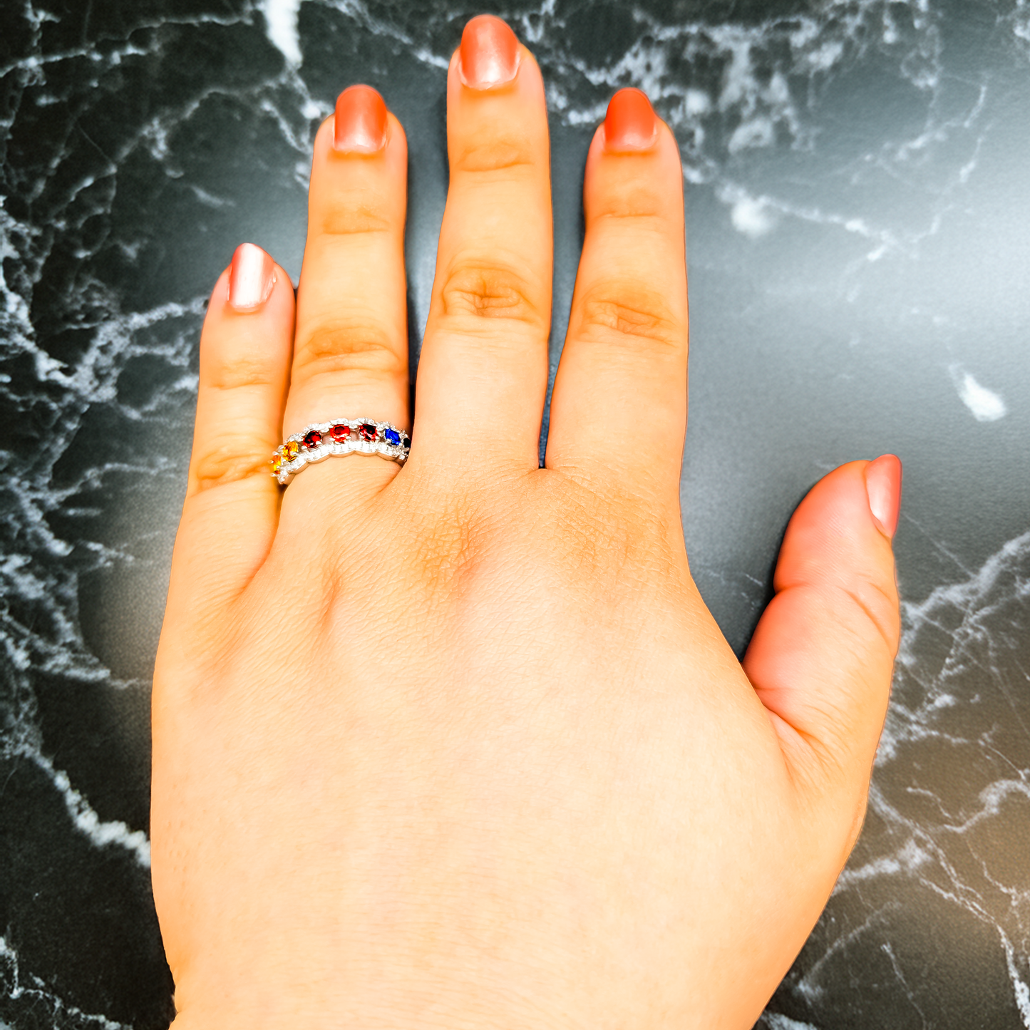 Rainbow Symphony – Anillo de plata de ley con colores brillantes