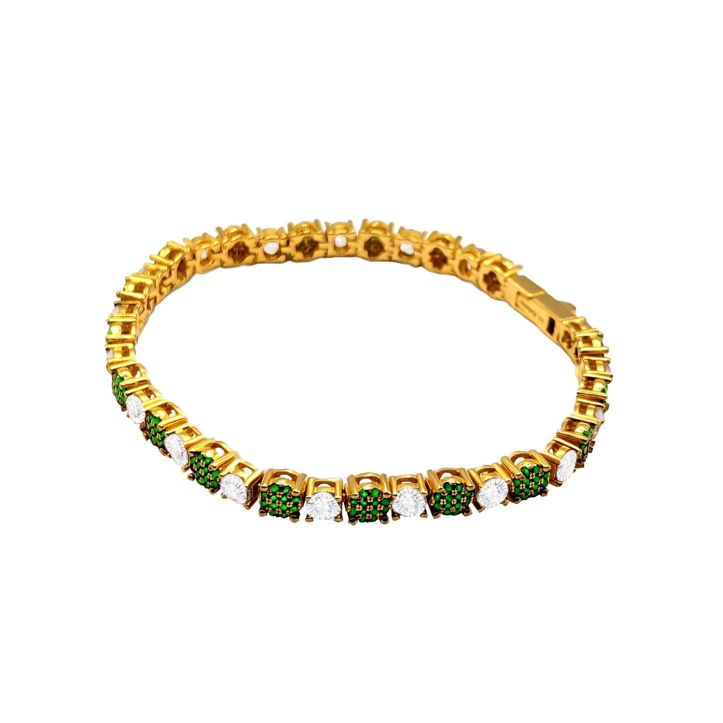 Eternal Garden – Tennis Chain Bracelet in 18k Gold Vermeil with Green and White Zirconia