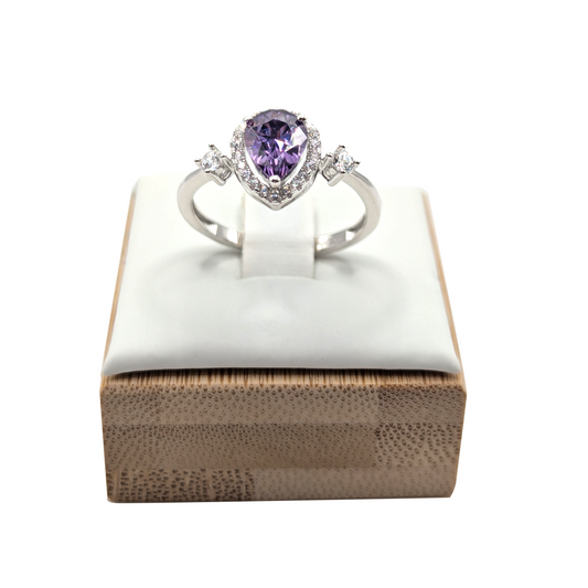 Violet Drop – Elegante anillo en plata de primera ley