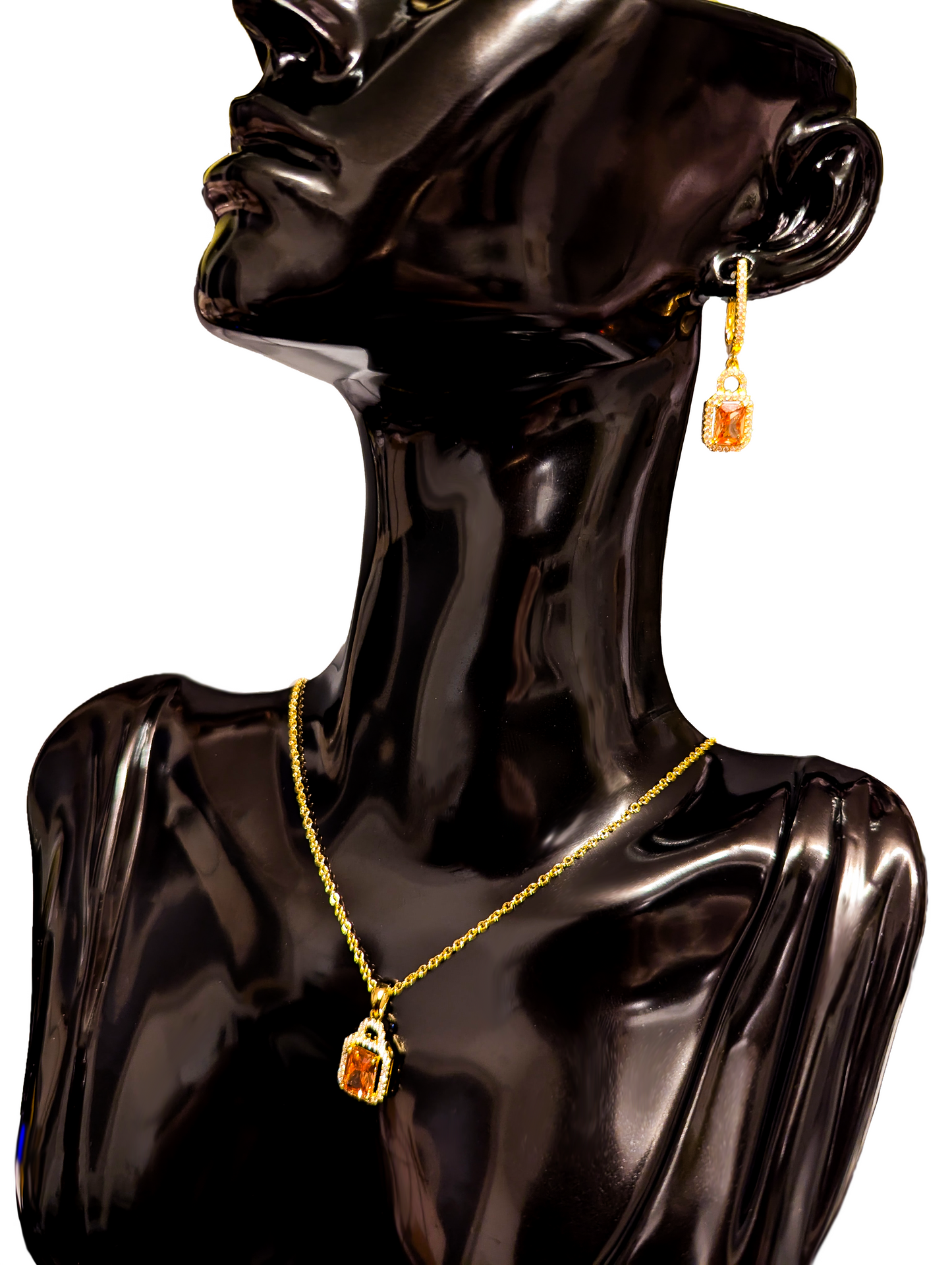 Golden Sunbeam – Necklace with rectangular citrine yellow pendant