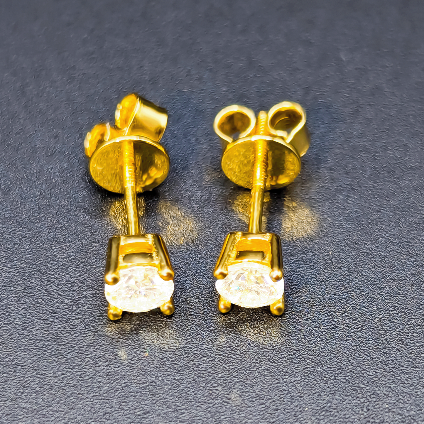 Ray Screw: Moissanite Earrings in Silver and Gold