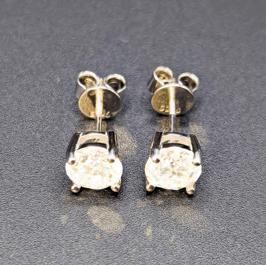 Ray Screw: Moissanite Earrings in Silver and Gold