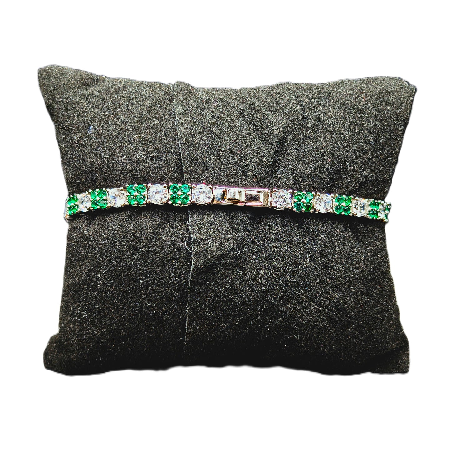 Emerald Shine – Elegant Tennis Chain Bracelet in Sterling Silver