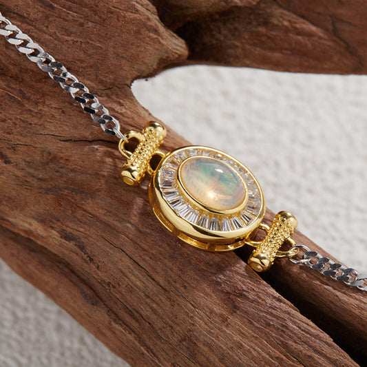 Celeste Opal Bracelet · Handgefasst · 925 Sterling Silber